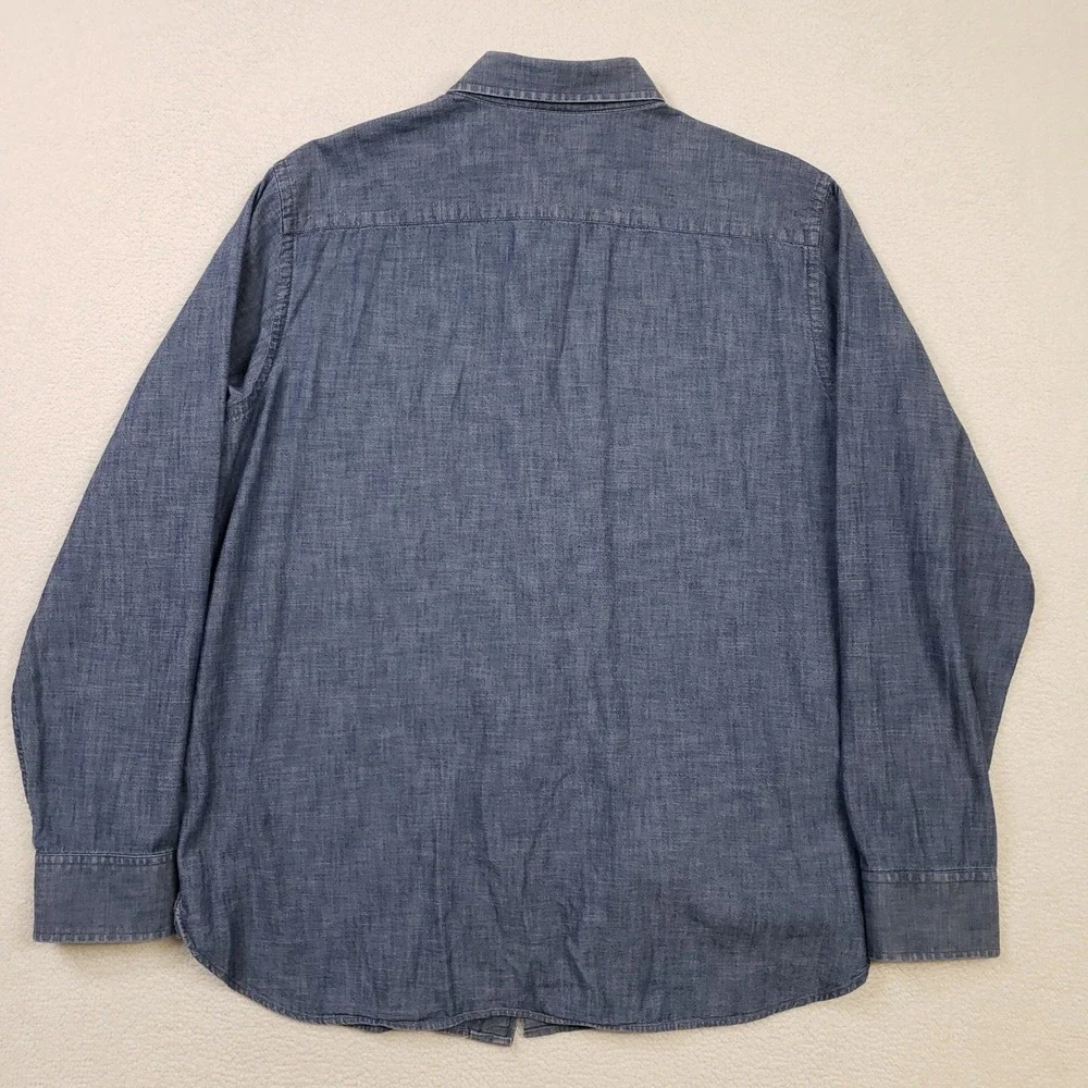 Banana Republic Button Up Shirt Men XL Blue Nepped Chambray Cotton Casual 124076